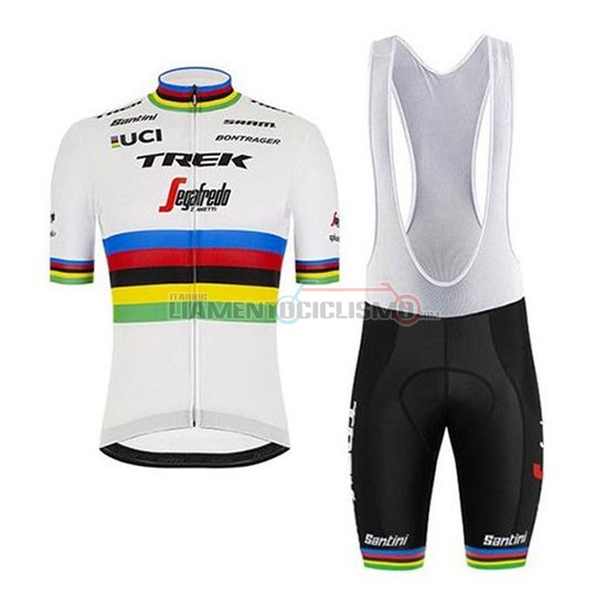 Abbigliamento Ciclismo UCI Mondo Campione Trek Segafredo Manica Corta 2020 Bianco